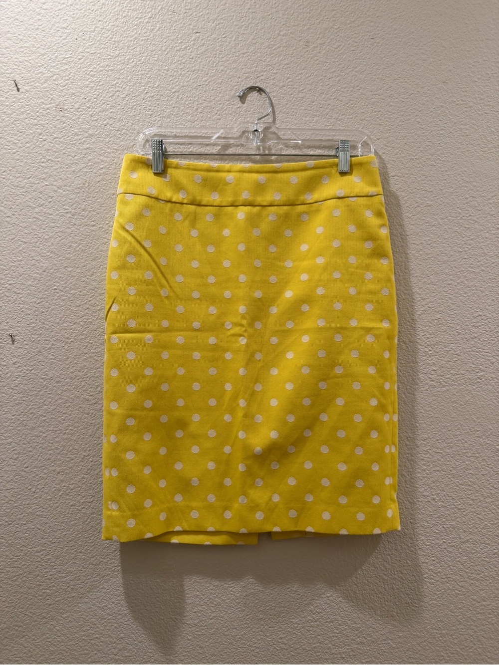 Ann Taylor Yellow White Polka Dot Pencil Skirt Size 6